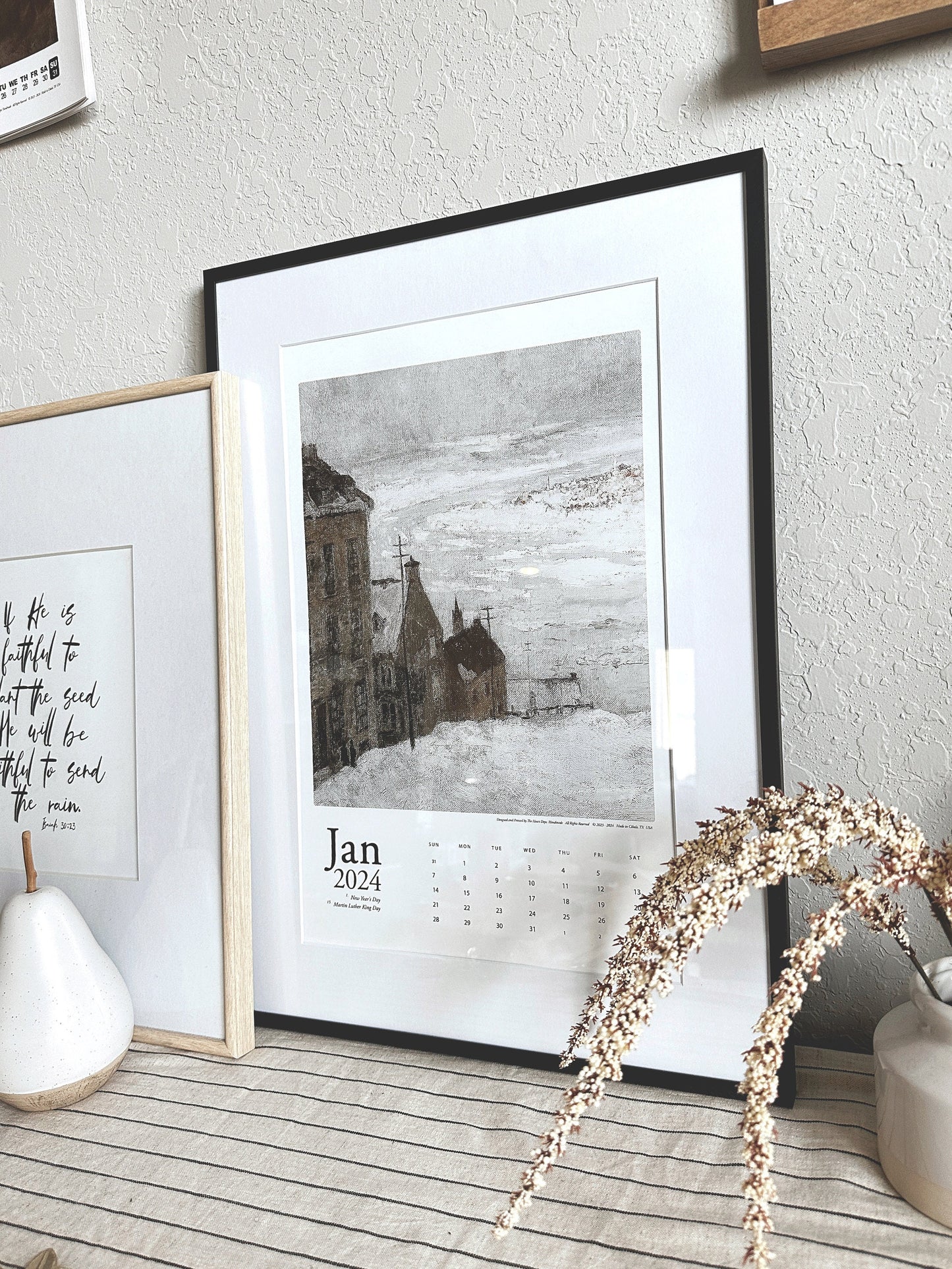 Large 2024 Printable Vintage Art Calendar, 11x17 Calendar, Wall Calendar, Calendar Printable, 12 Month Calendar, Digital Download