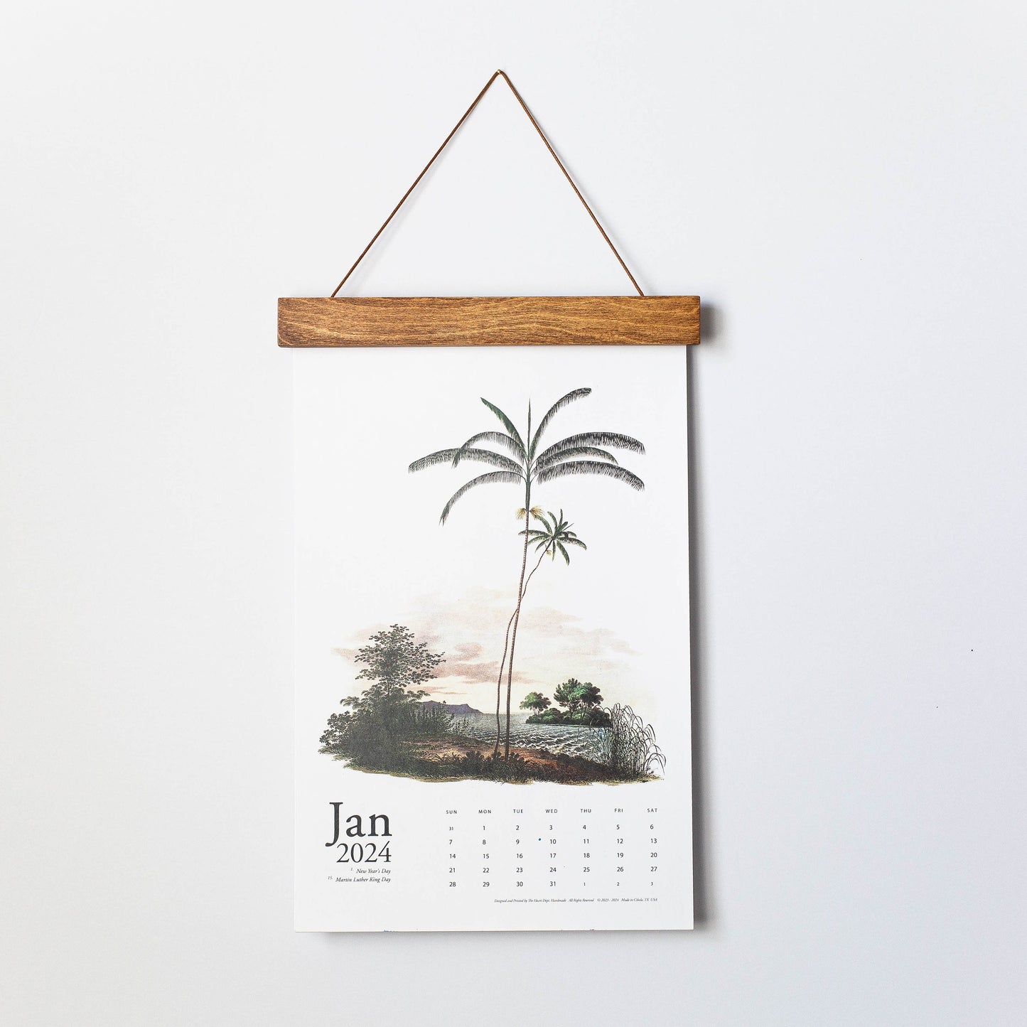Large 2024 Printable Vintage Palm Calendar,