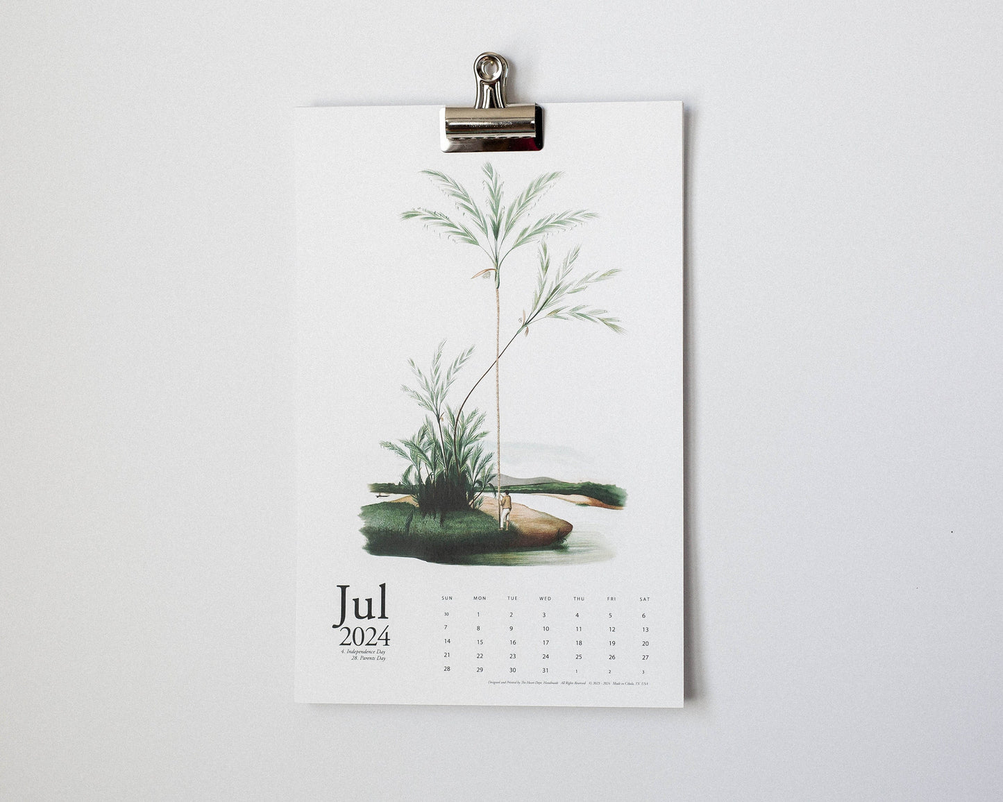 Large 2024 Printable Vintage Palm Calendar,