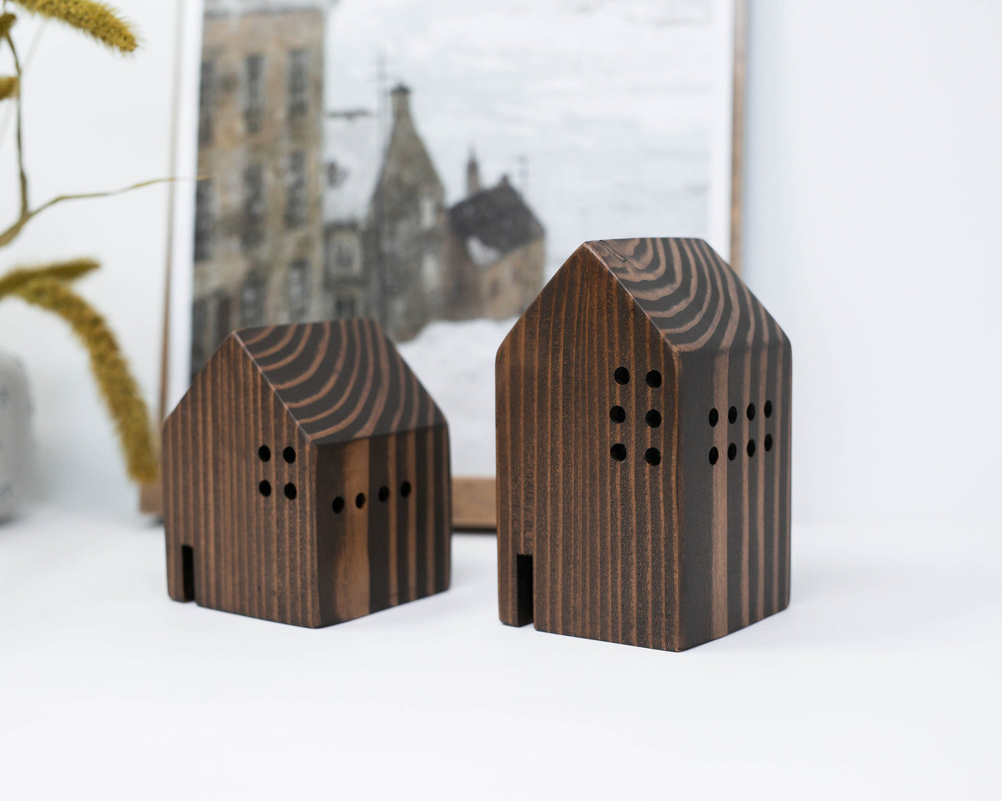 Large Handcrafted Wooden Houses | Set of 2