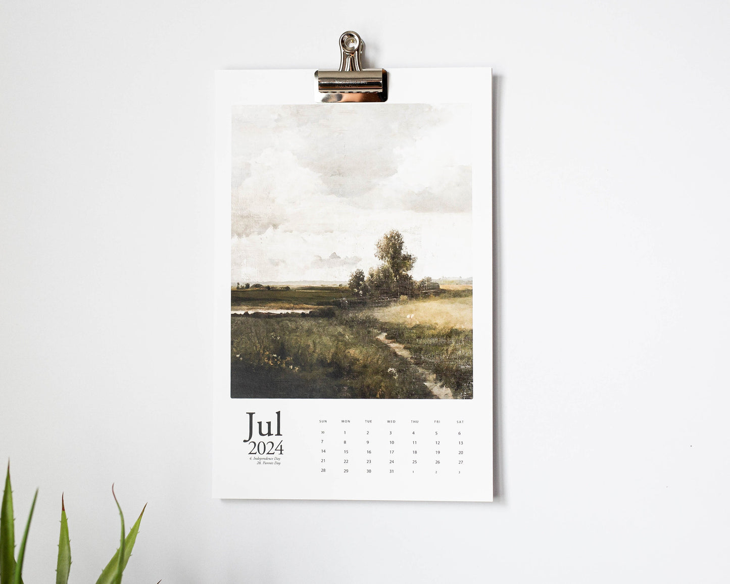 Large 2024 Printable Vintage Art Calendar, 11x17 Calendar, Wall Calendar, Calendar Printable, 12 Month Calendar, Digital Download