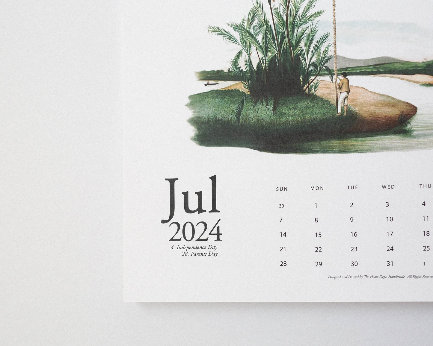 Large 2024 Printable Vintage Palm Calendar,